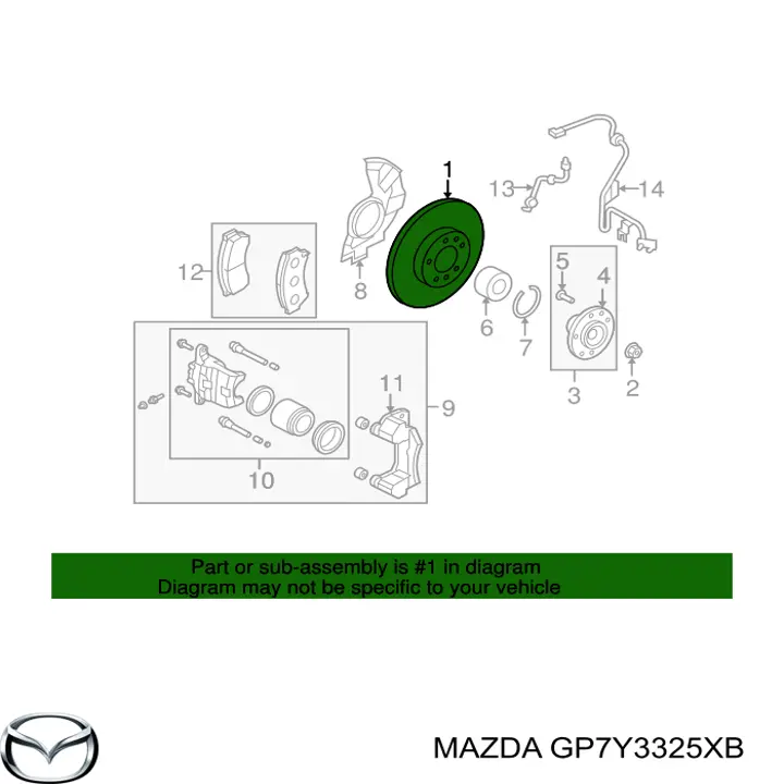 Диск переднього гальма Mazda GP7Y3325XB ціна, від 58.89 USD