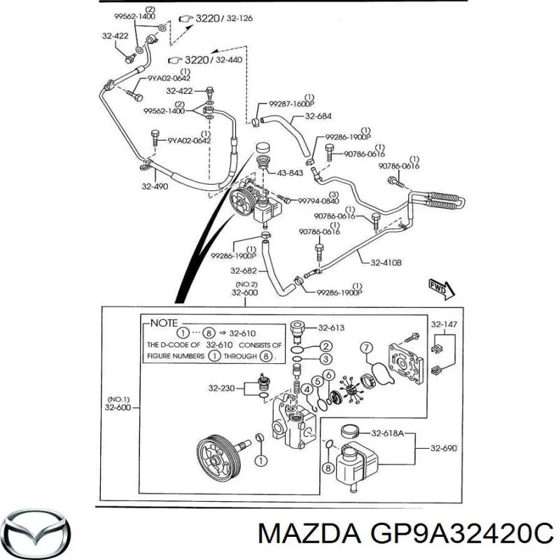 Патрубок високого тиску гідропідсилювача Mazda GP9A32420C ціна, від 202.26 USD