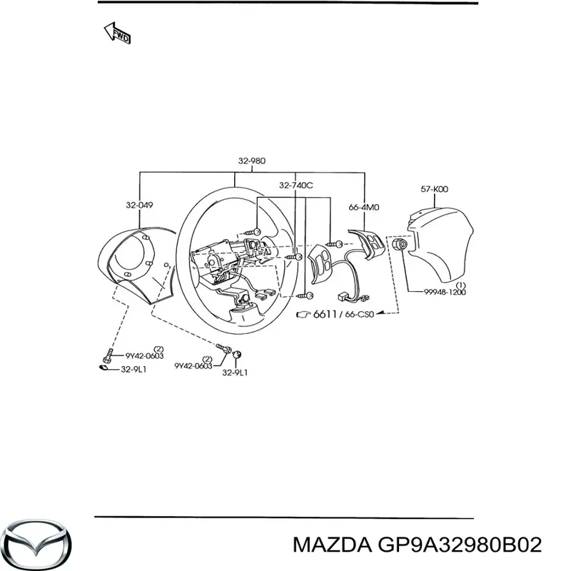 GP9A32980B02 Mazda Рульове колесо