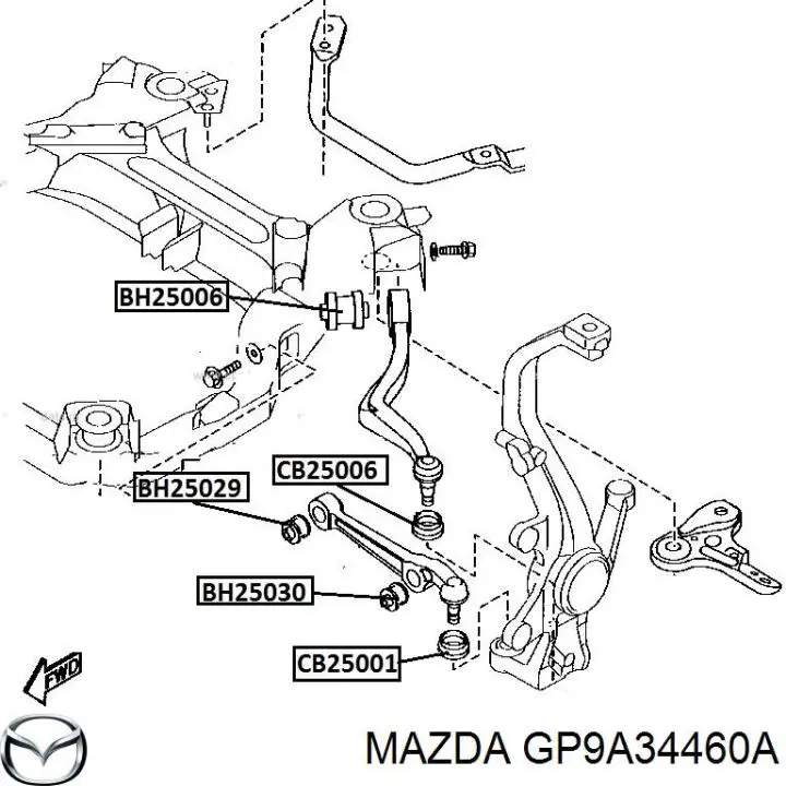 Сайлентблок нижнего переднего рычага  MAZDA GP9A34460A