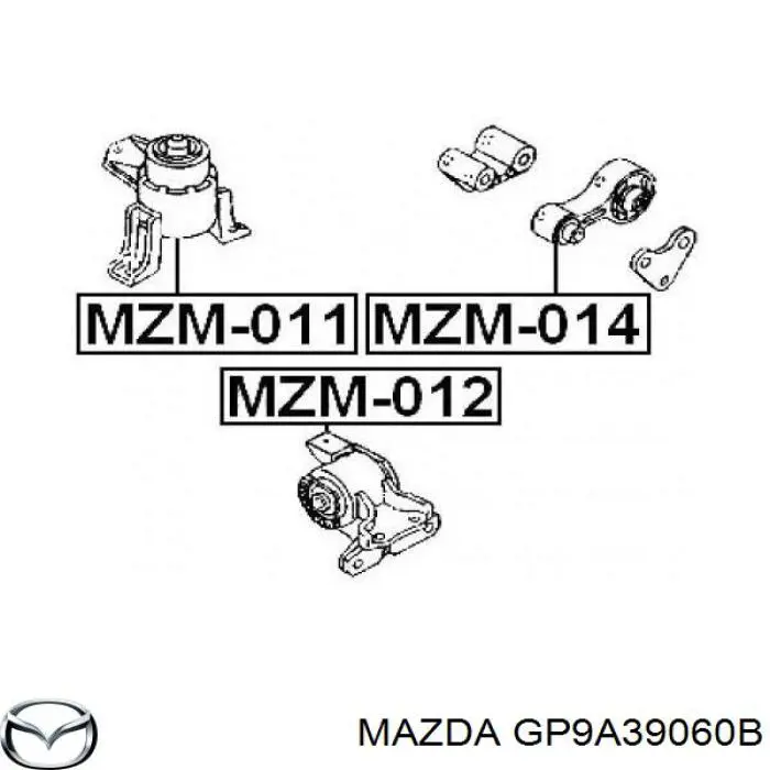 Подушка (опора) двигуна, права GP9A39060B Mazda