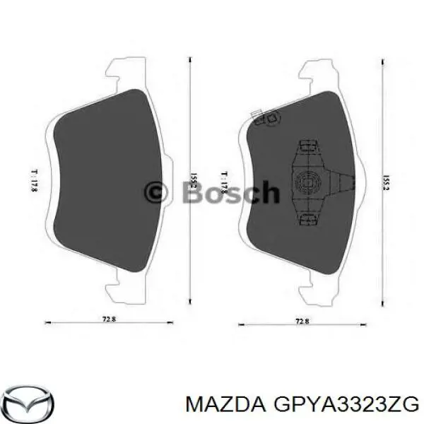 Передні тормозні колодки GPYA3323ZG Mazda
