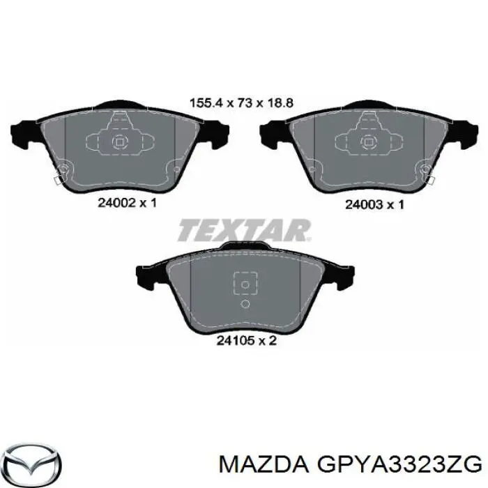 GPYA3323ZG Mazda Передні гальмівні колодки
