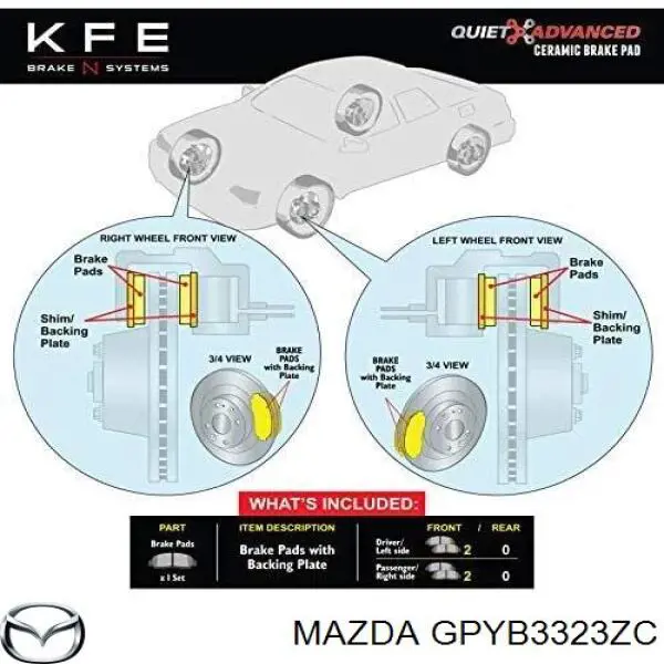 GPYB3323ZC Mazda Передні гальмівні колодки