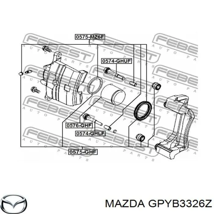 Ремкомплект супорту гальмівного переднього Mazda GPYB3326Z ціна, від 6.51 USD
