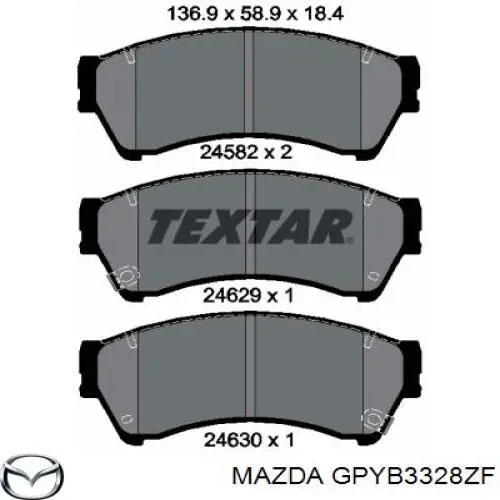 GPYB3328ZF Mazda колодки гальмівні передні, дискові