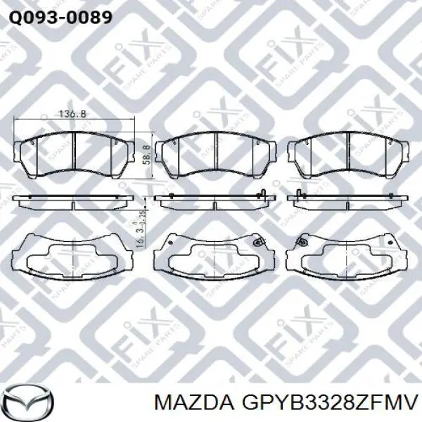 Купити GPYB3328ZFMV Mazda Колодки гальмівні передні, дискові