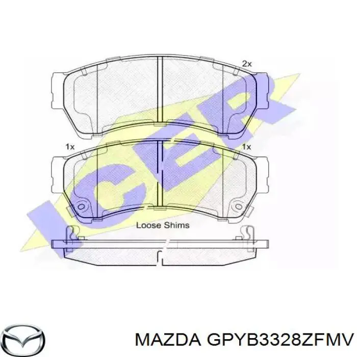 GPYB3328ZFMV Mazda колодки гальмівні передні, дискові
