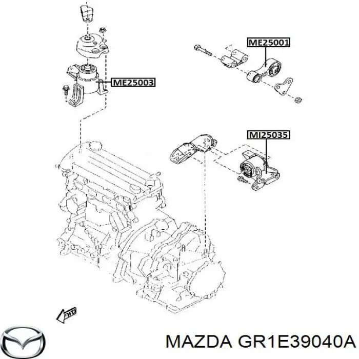Подушка (опора) двигуна, задня Mazda GR1E39040A ціна, від 35.29 USD