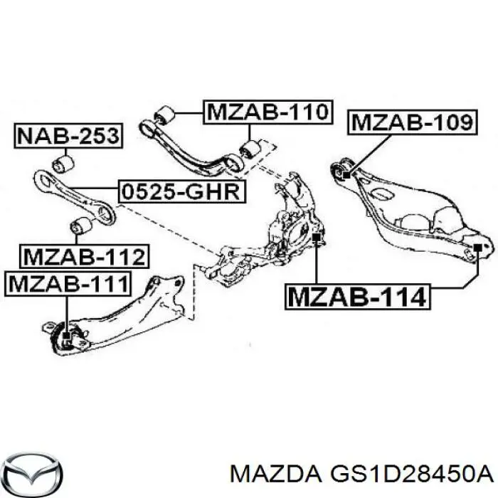 Сайлентблок заднього важеля Mazda GS1D28450A ціна, від 11.16 USD