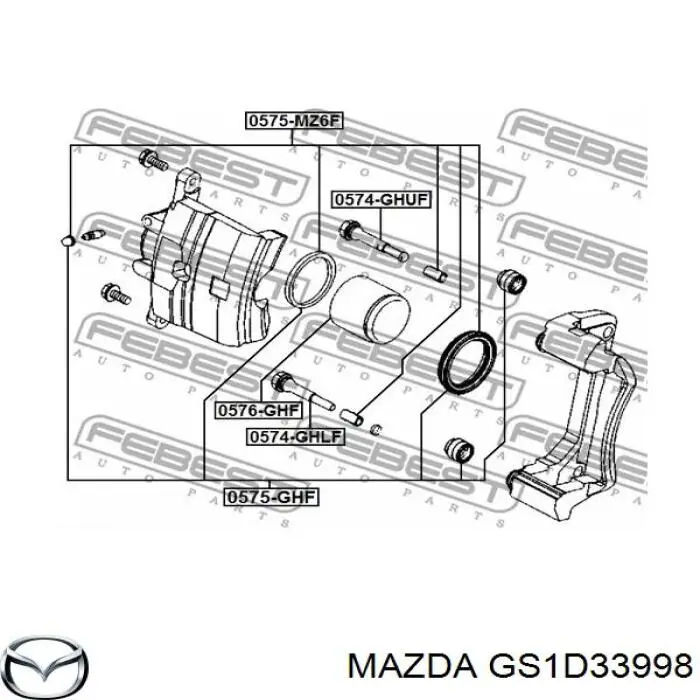 Направляюча супорту переднього, нижня Mazda GS1D33998 ціна, від 12.92 USD