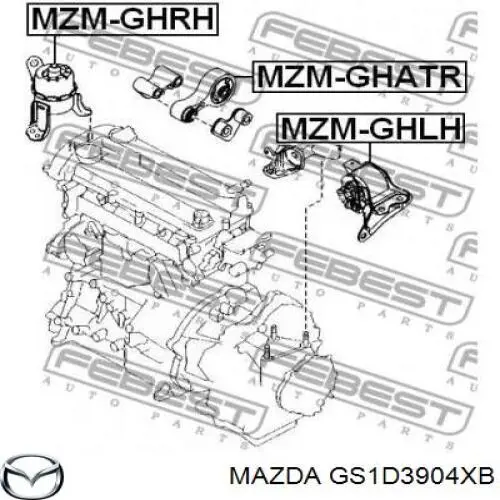 Подушка (опора) двигуна, задня Mazda GS1D3904XC ціна, від 18.53 USD