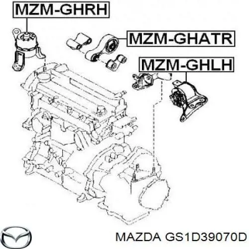 Подушка (опора) двигуна, ліва GS1D39070B Mazda
