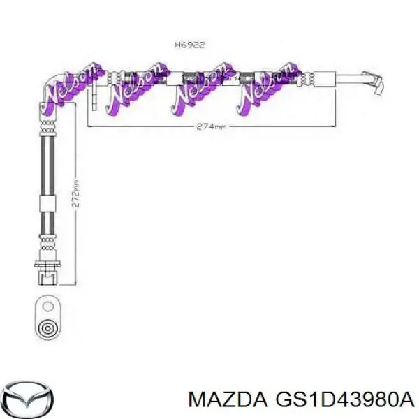 GS1D43980A Mazda шланг гальмівний передній, правий