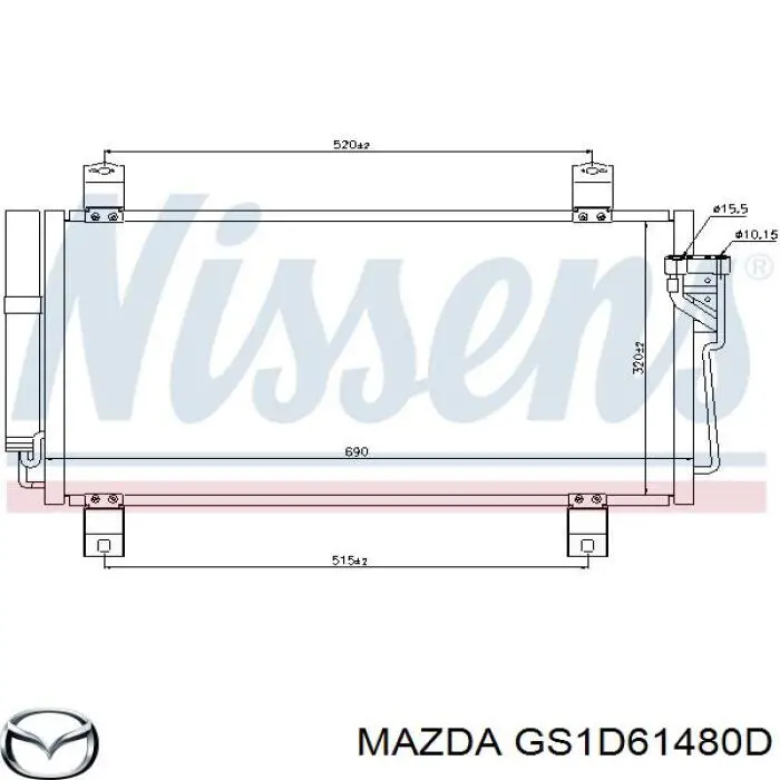 GS1D61480D Mazda радіатор кондиціонера