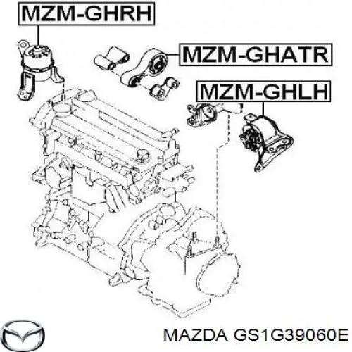 Подушка (опора) двигуна, права GS1G39060E Mazda