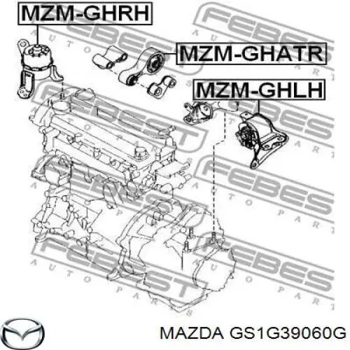 Права подушка двигуна Mazda GS1G39060G ціна, від 52.70 USD