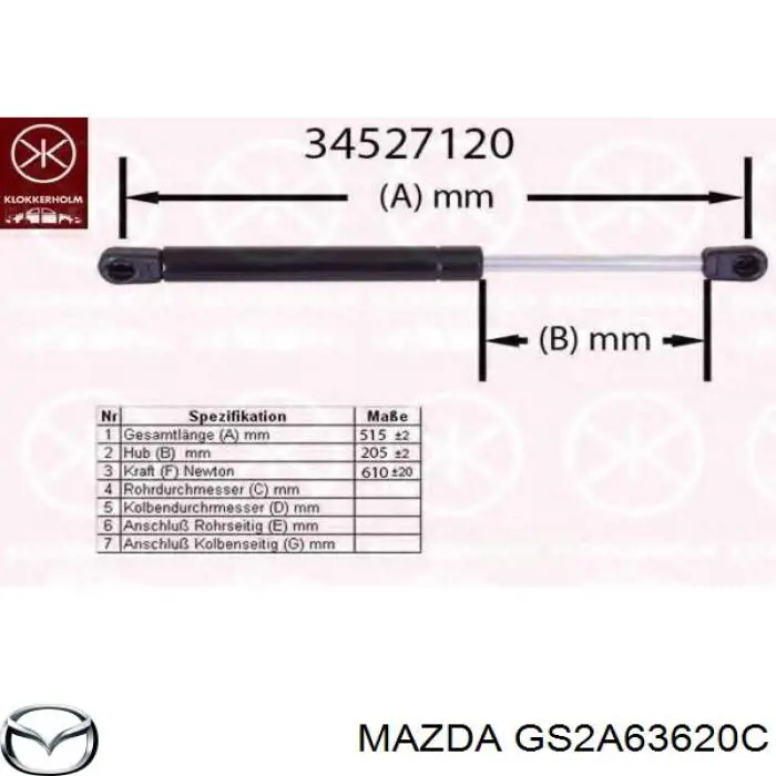 Купити GS2A63620C Mazda Амортизатор двері багажника