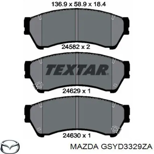 Купити GSYD3329ZA Mazda Колодки гальмівні передні, дискові