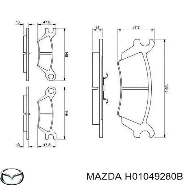 H01049280B Mazda Колодки гальмівні задні, дискові
