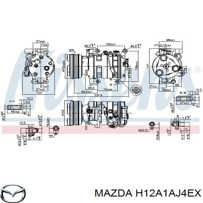 Компресор кондиціонера H12A1AJ4EX Mazda