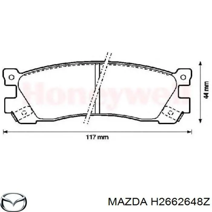 Колодки гальмові задні, дискові H2662648Z Mazda