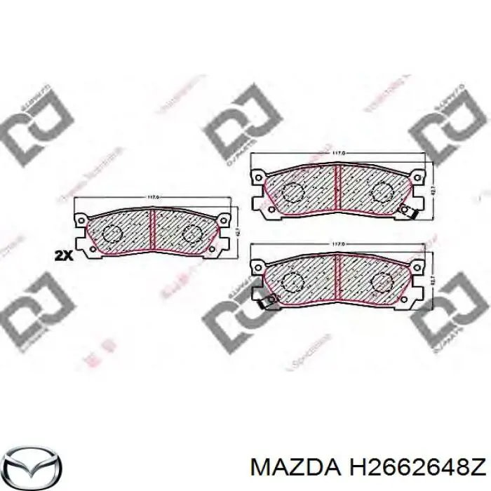 Задні гальмівні колодки Mazda H2662648Z ціна, від 14.94 USD