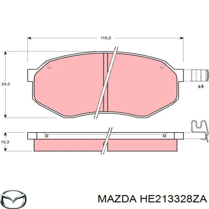 Купити HE213328ZA Mazda Колодки гальмівні передні, дискові