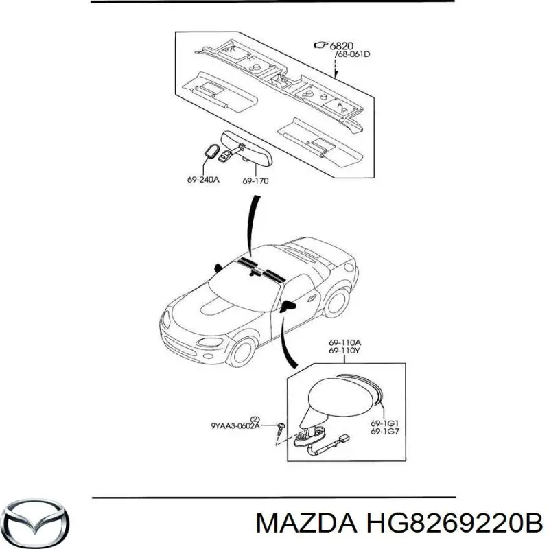 Дзеркало заднього виду в салоні Mazda HG8269220B ціна, від 4.23 USD