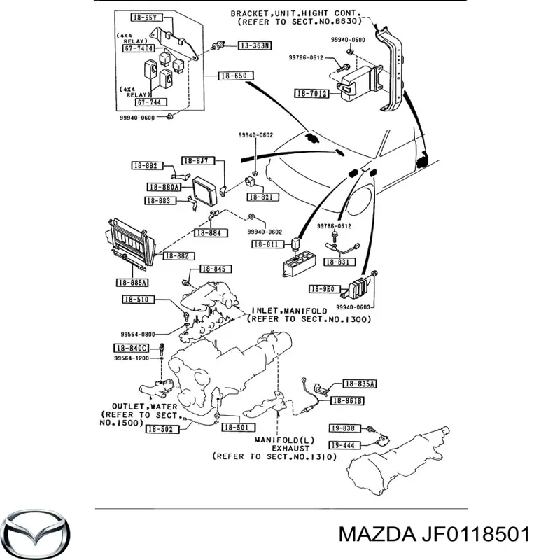JF0118501 Mazda датчик тиску масла