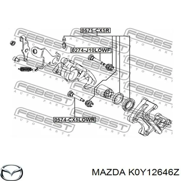 Ремкомплект супорту гальмівного заднього Mazda K0Y12646Z ціна, від 14.45 USD