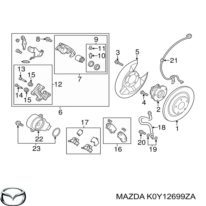 K0Y12699ZA Mazda супорт гальмівний задній лівий