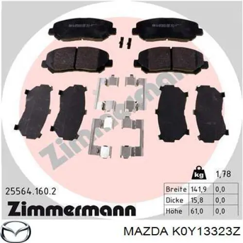Гальмівні колодки Mazda K0Y13323Z ціна, від 32.85 USD