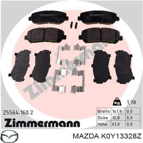 Купити K0Y13328Z Mazda Колодки гальмівні передні, дискові
