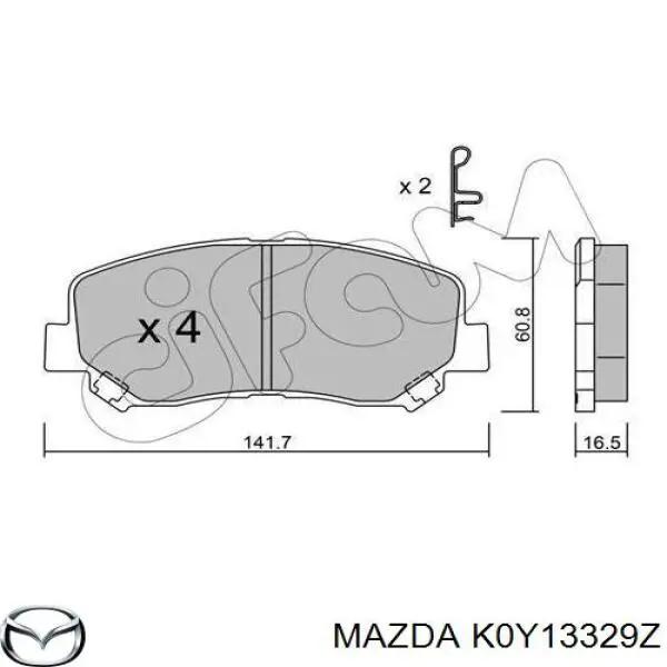 Колодки гальмівні передні, дискові K0Y13329Z Mazda