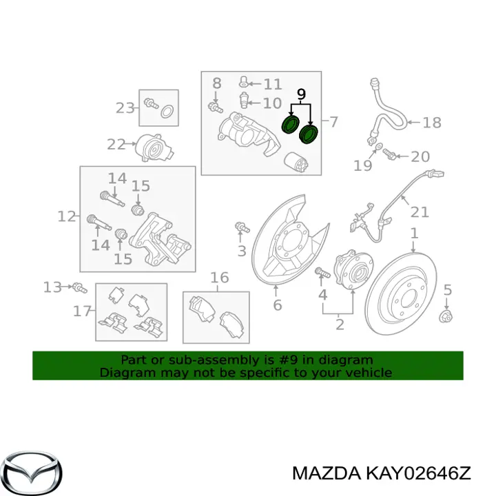KAY02646Z Mazda Ремкомплект заднього гальмівного супорта