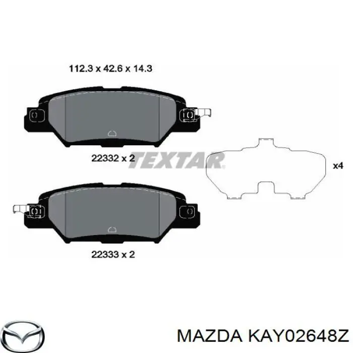Задні гальмівні колодки Mazda KAY02648Z ціна, від 29.14 USD