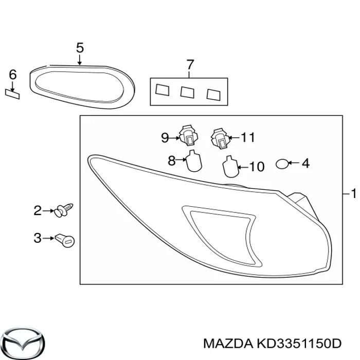 Ліхтар задній правий, зовнішній Mazda KD3351150D ціна, від 63.27 USD