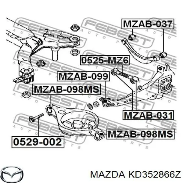 KD352866Z Mazda болт кріплення заднього розвального важеля, внутрішній