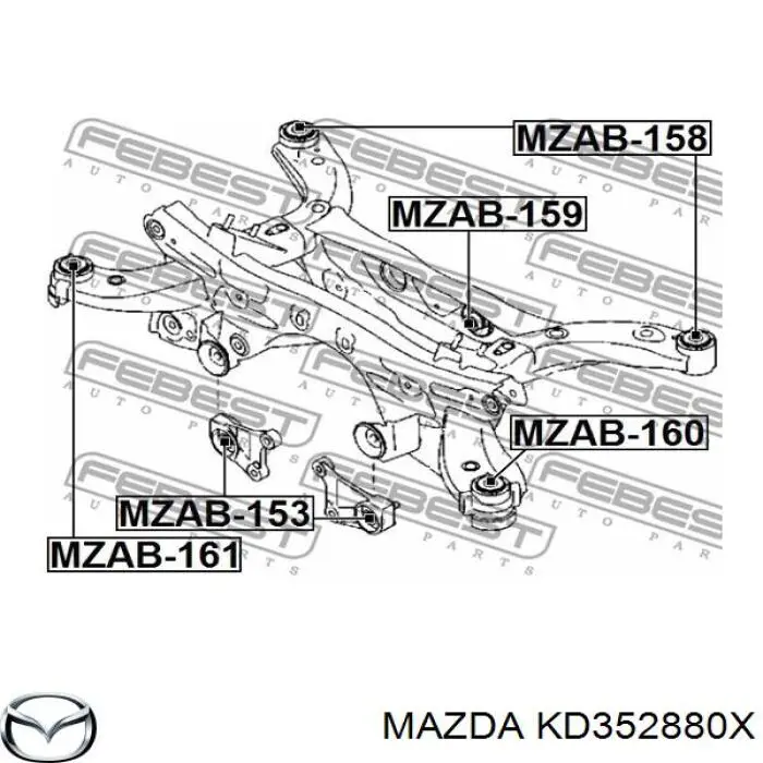 KD312880XB Mazda балка задньої підвіски, підрамник