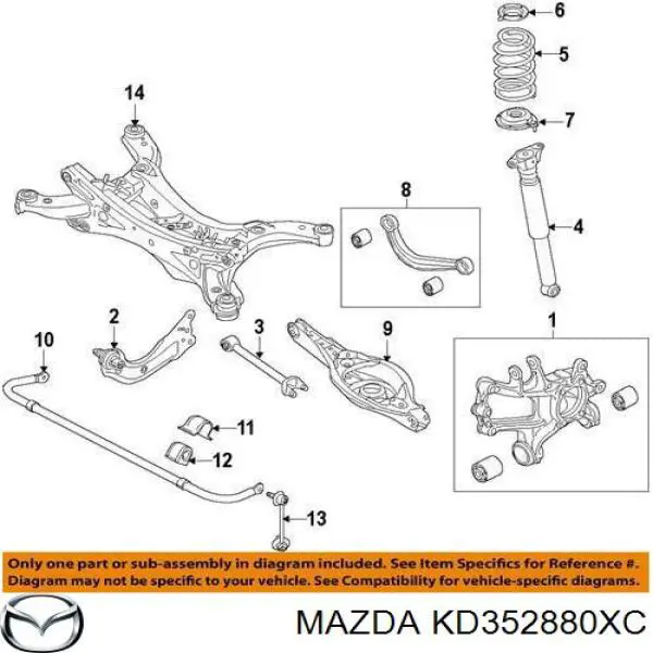 KD352880XC Mazda балка задньої підвіски, підрамник