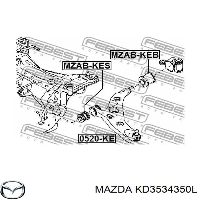 Важіль передньої підвіски нижній, лівий KD3534350L Mazda