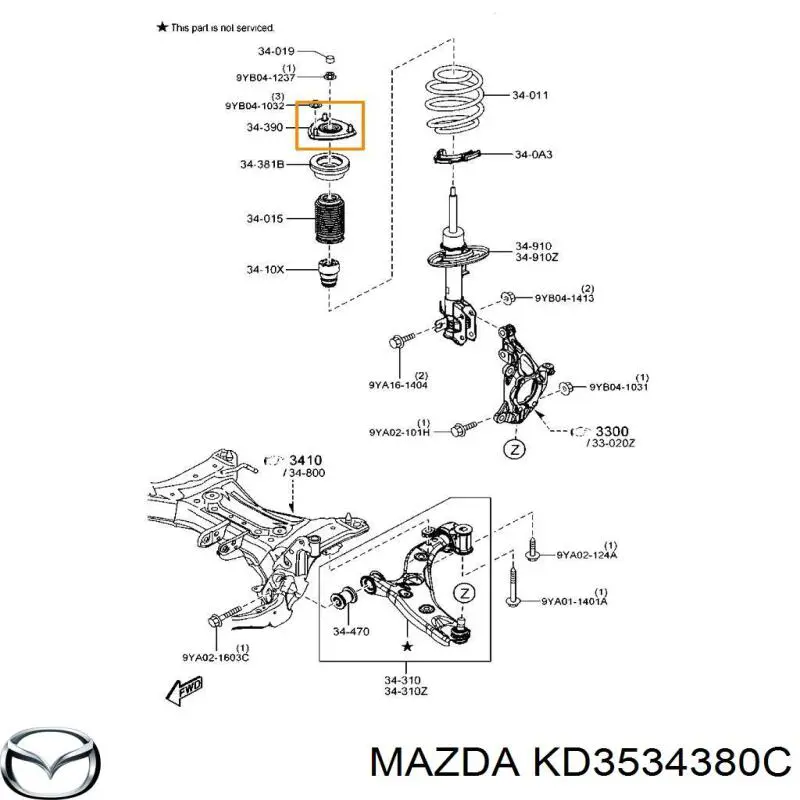 Купити KD3534380C Mazda Опора амортизатора переднього