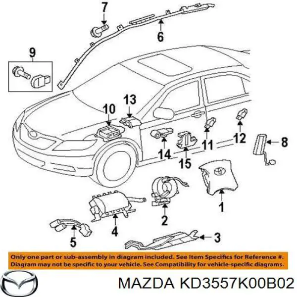 Подушка безпеки, водійська, AIRBAG BJS757K0002 Mazda