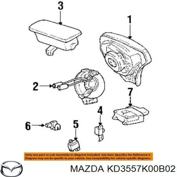 BJS757K0002 Mazda Подушка безпеки, водійська, AIRBAG