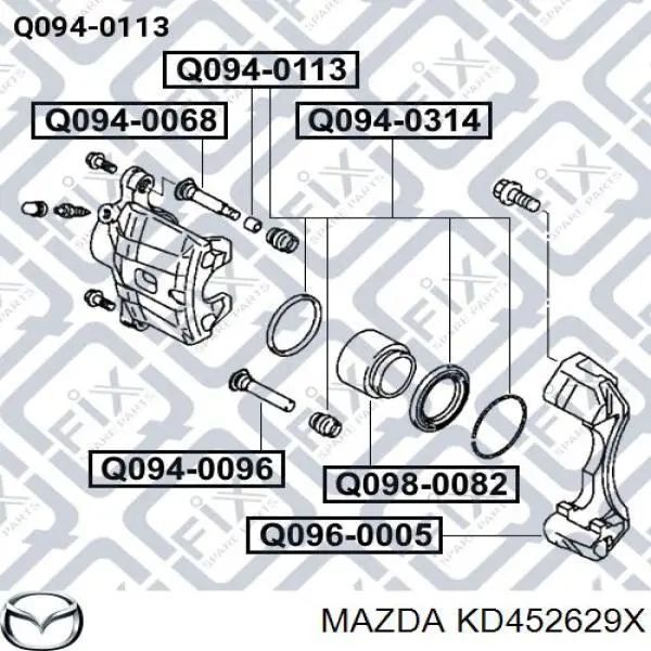 KAY02629X Mazda Скоба гальмівного заднього супорта