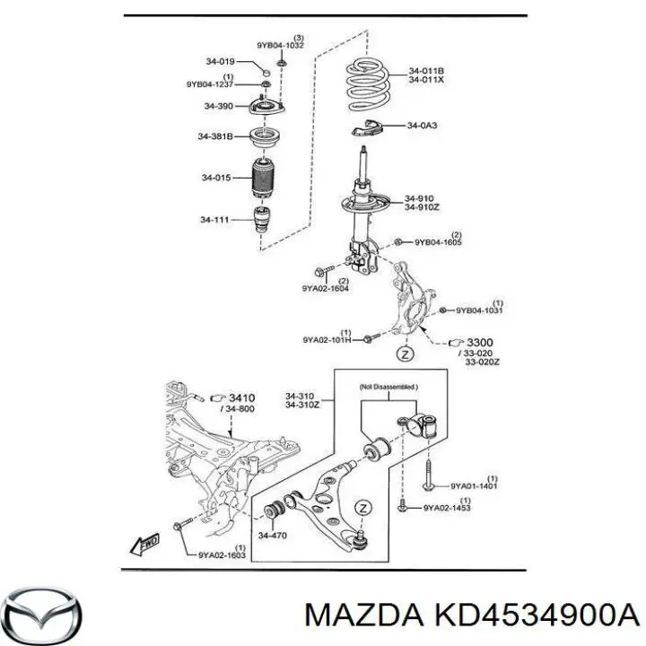 Амортизатор передньої підвіски, лівий Mazda KD4534900A ціна, від 68.57 USD