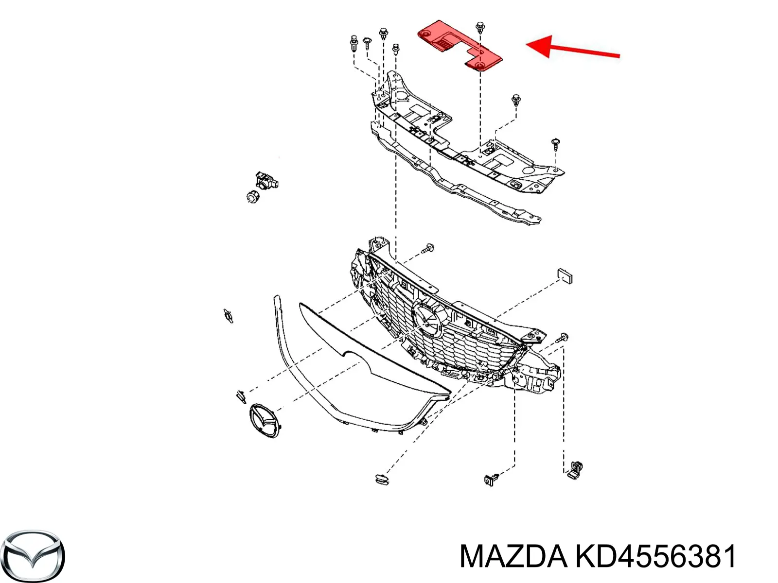 KD4556381 Mazda Накладка верхня передній панелі / супорта радіатора