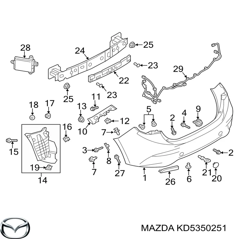 Кронштейн бампера заднього, центральний Mazda KD5350251 ціна, від 2.03 USD