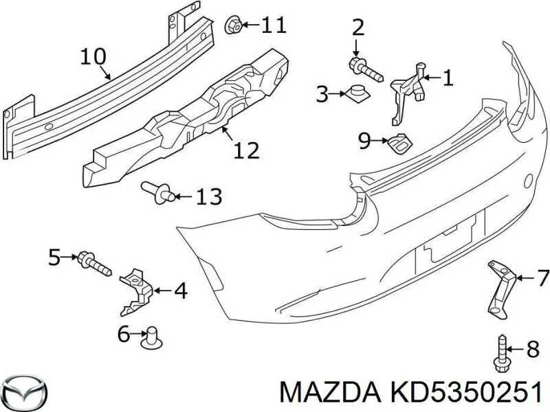 Купити KD5350251 Mazda Кронштейн бампера заднього, центральний